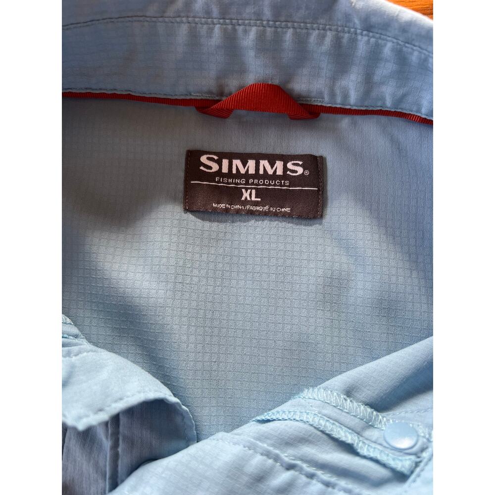 Simms Blue Long Sleeve Snap Down Shirt, Men's size XL